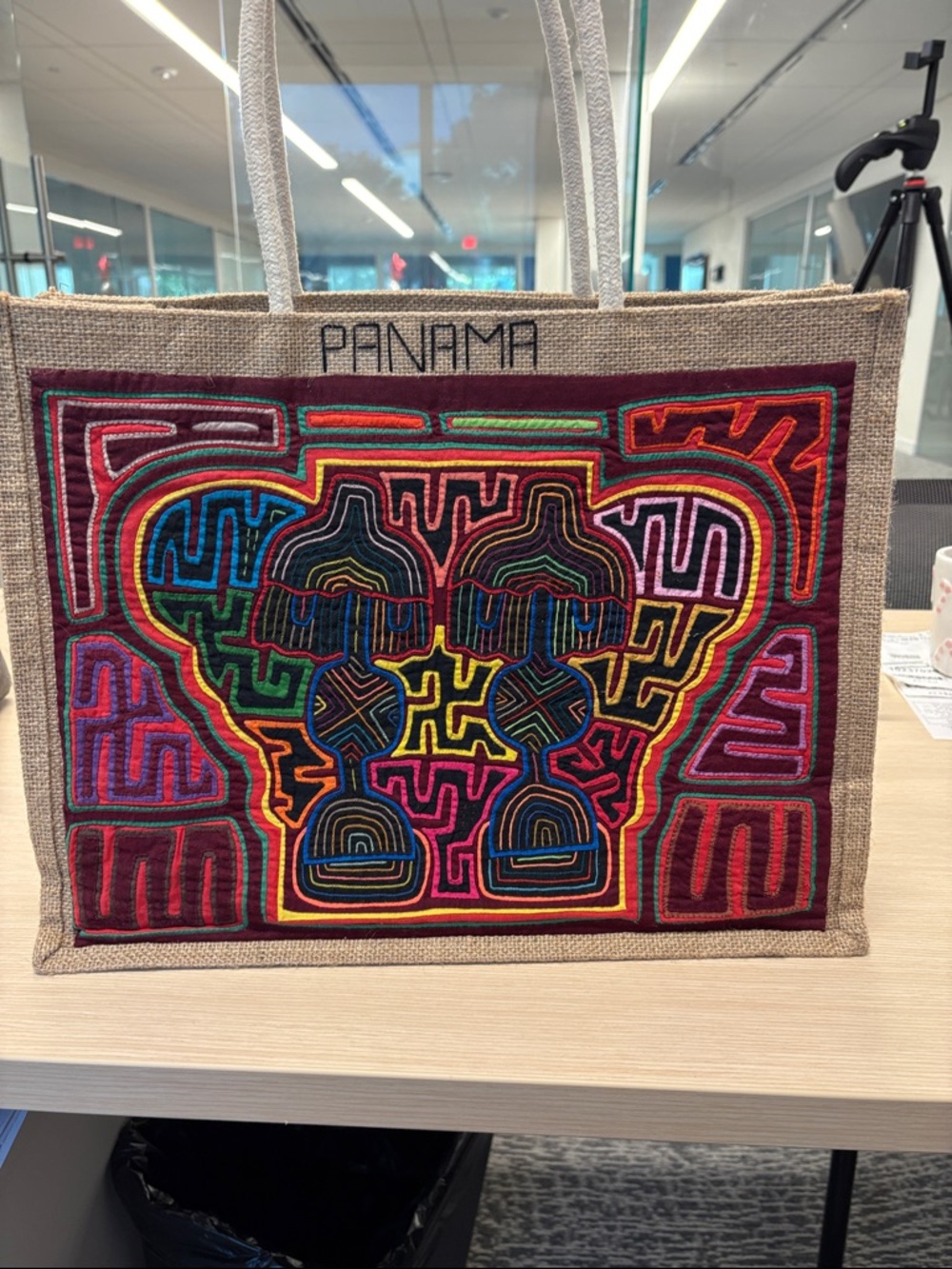 Panama Multicolor Hand-Embroidered Mola Tote Panel